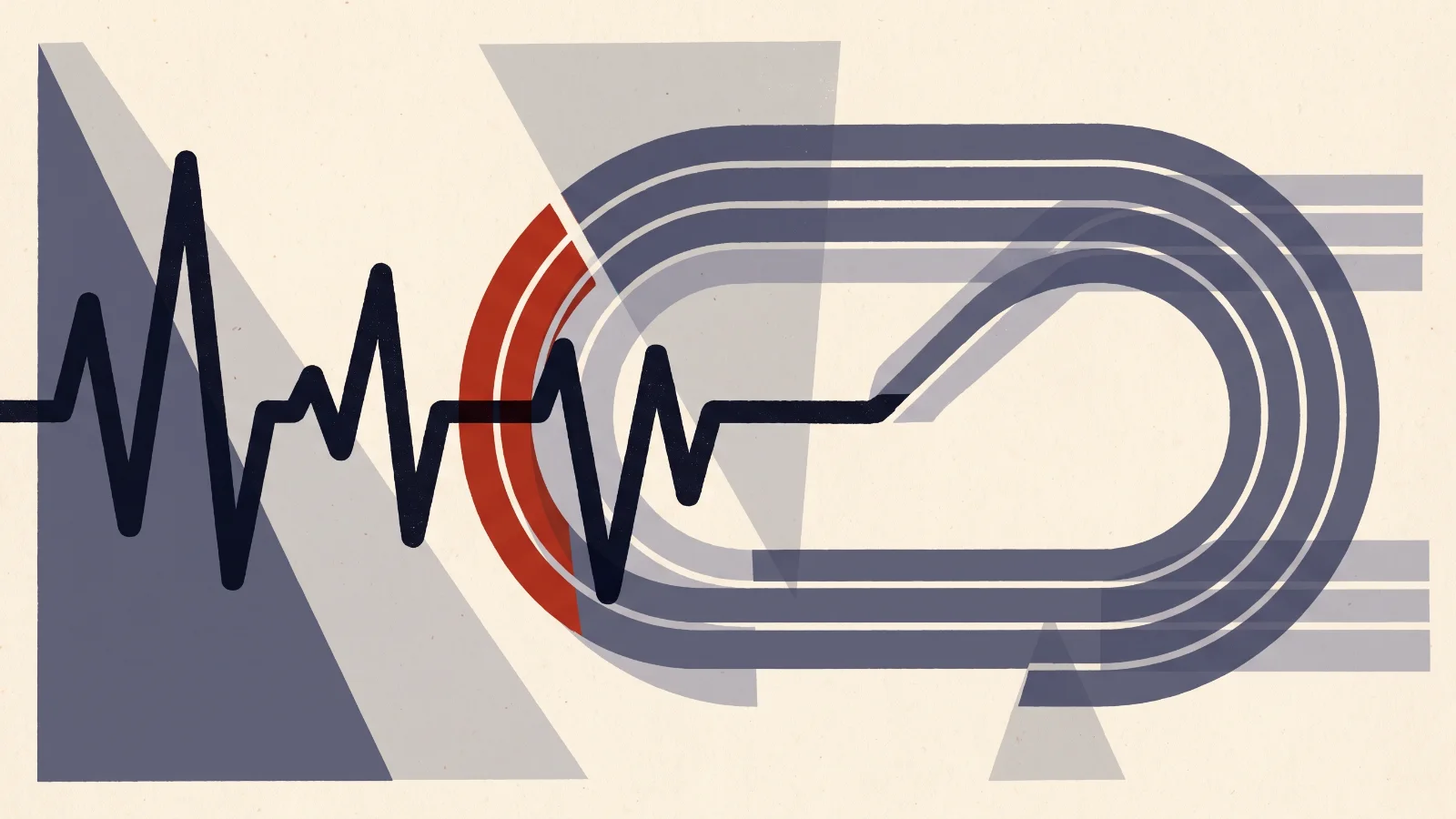 Illustration: a pulse line flowing into a running-track loop