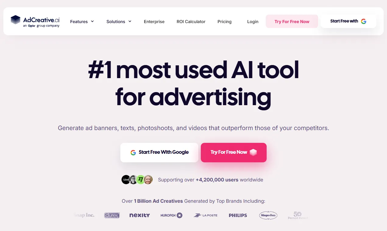 The AdCreative.ai homepage