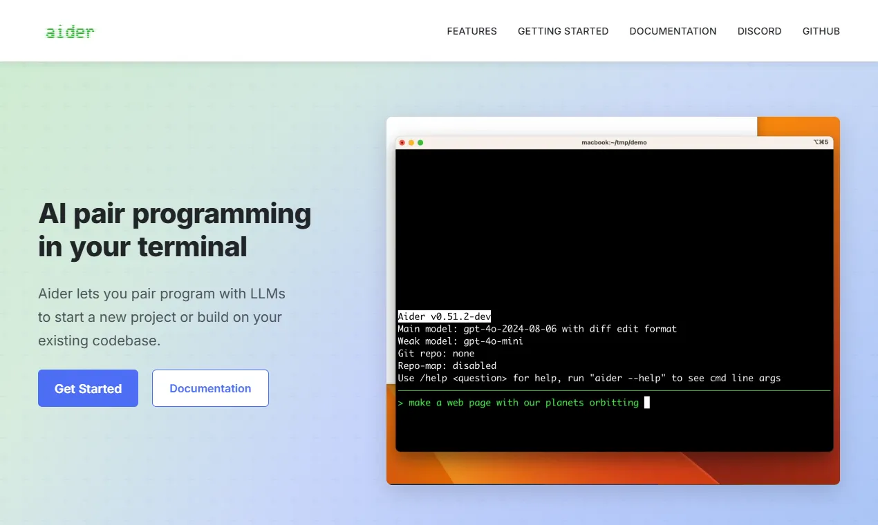 The Aider homepage