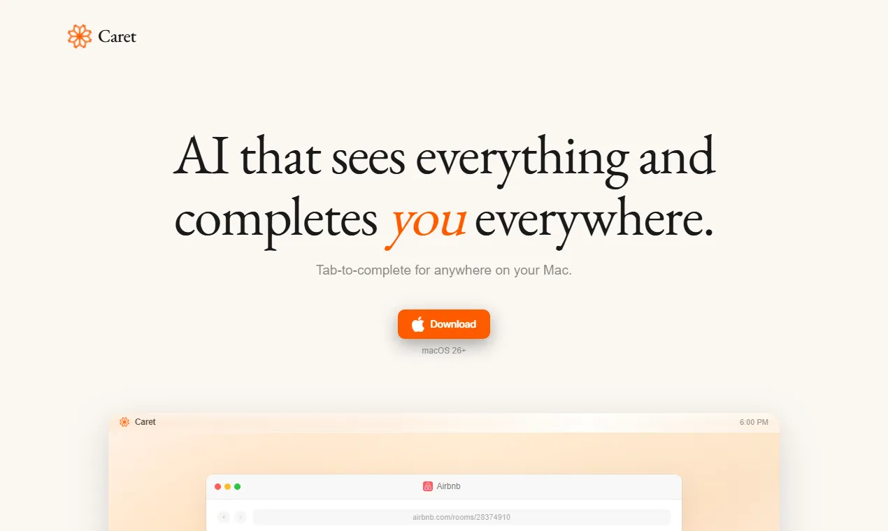 The Caret homepage