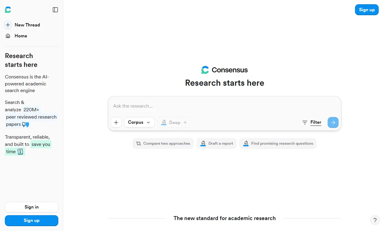 The Consensus homepage