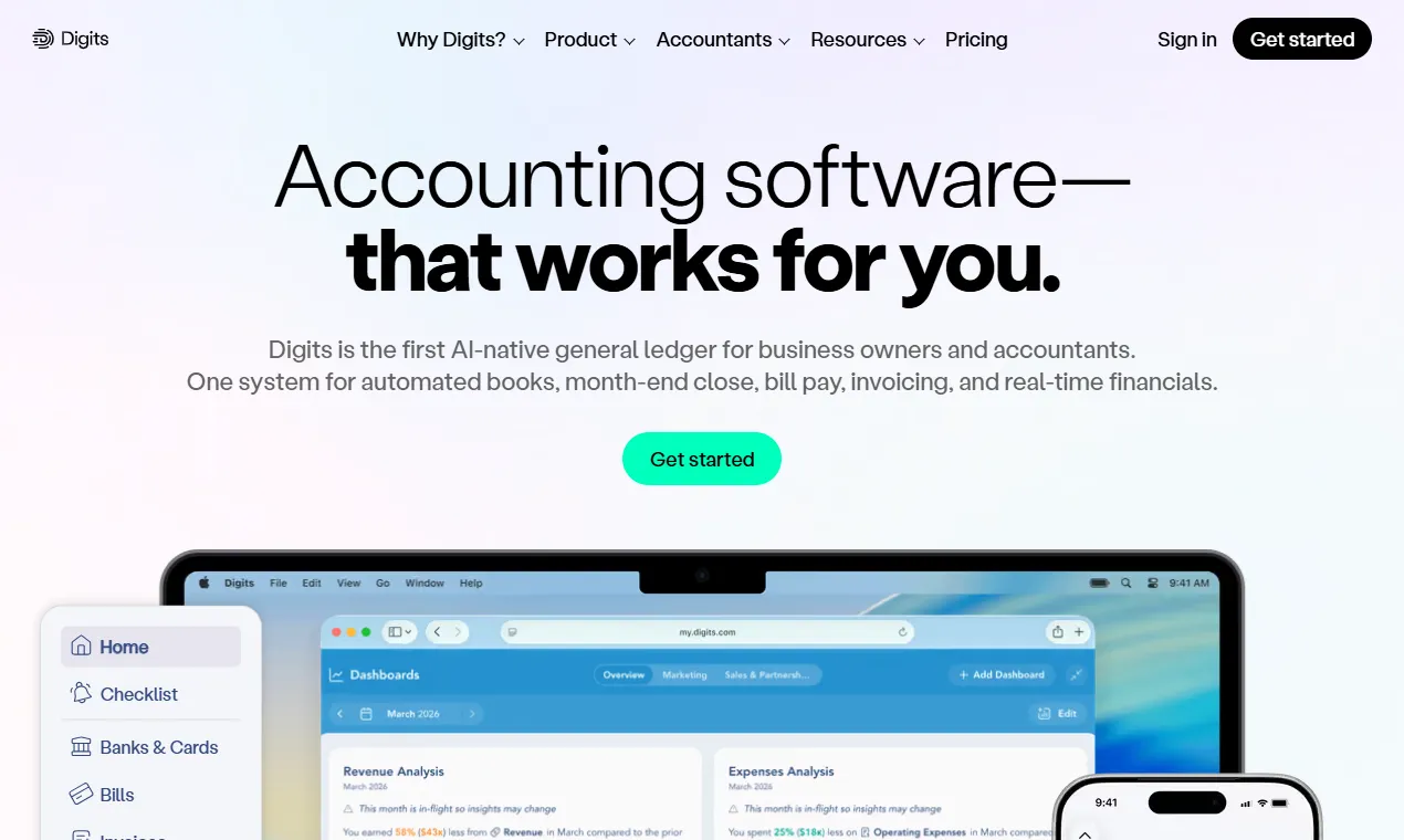 The Digits homepage
