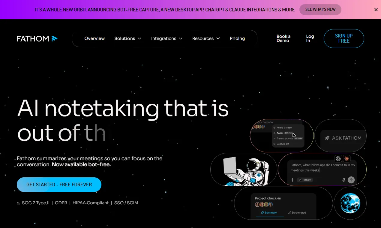 The Fathom homepage