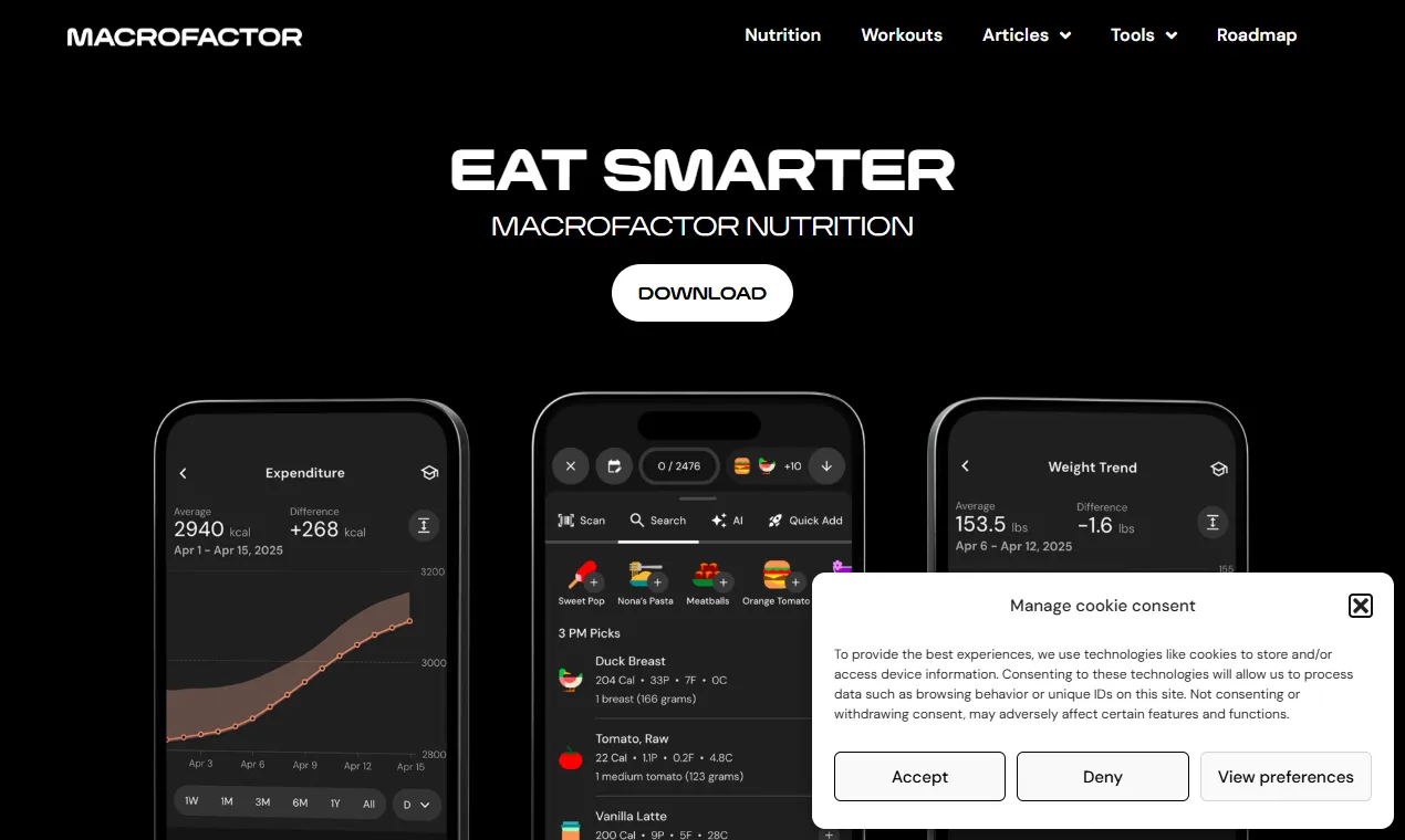 The MacroFactor homepage