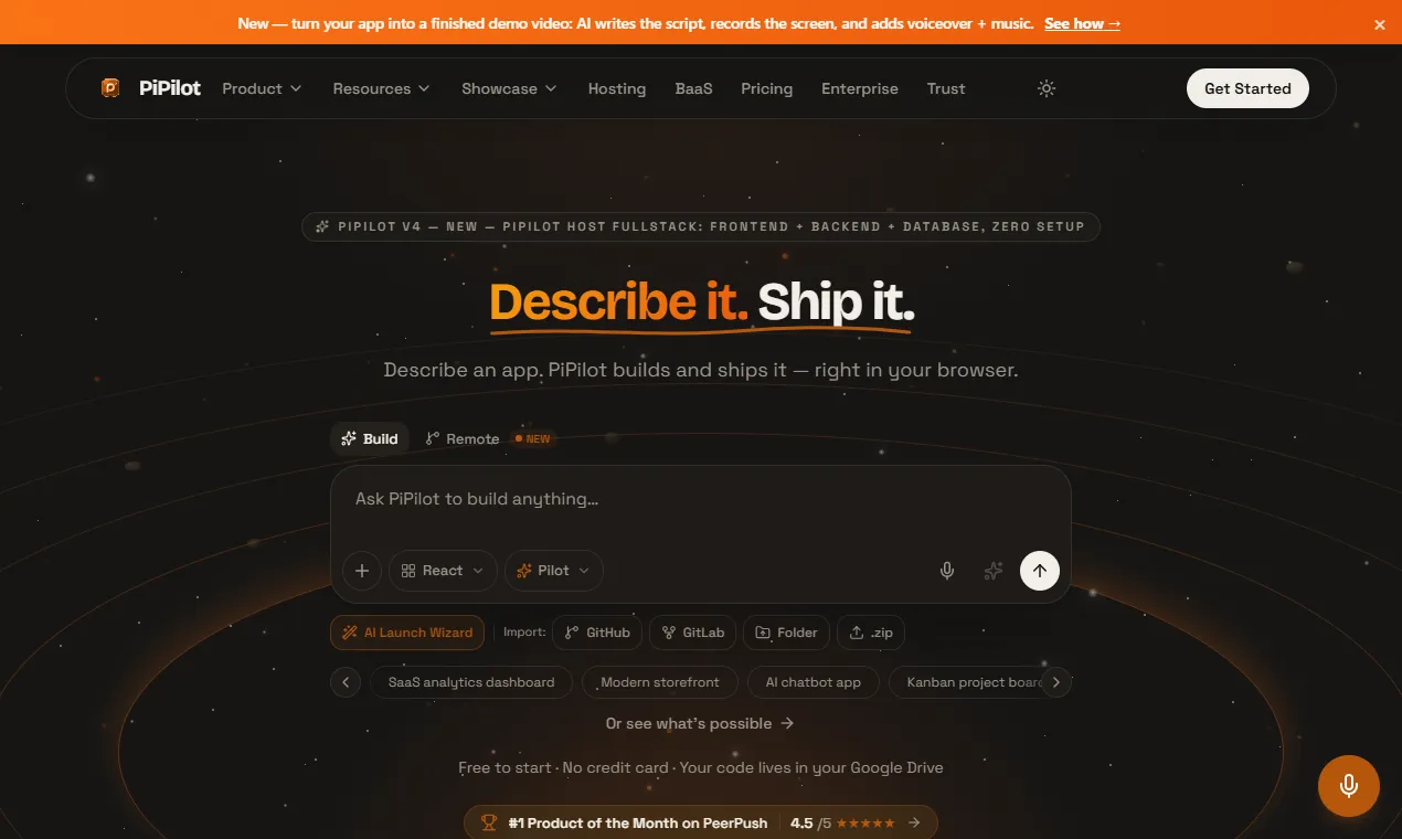 The PiPilot homepage