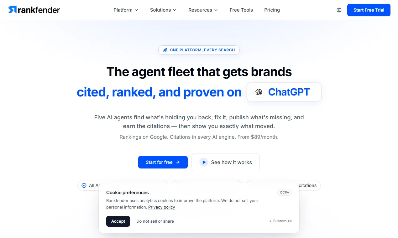 The Rankfender homepage