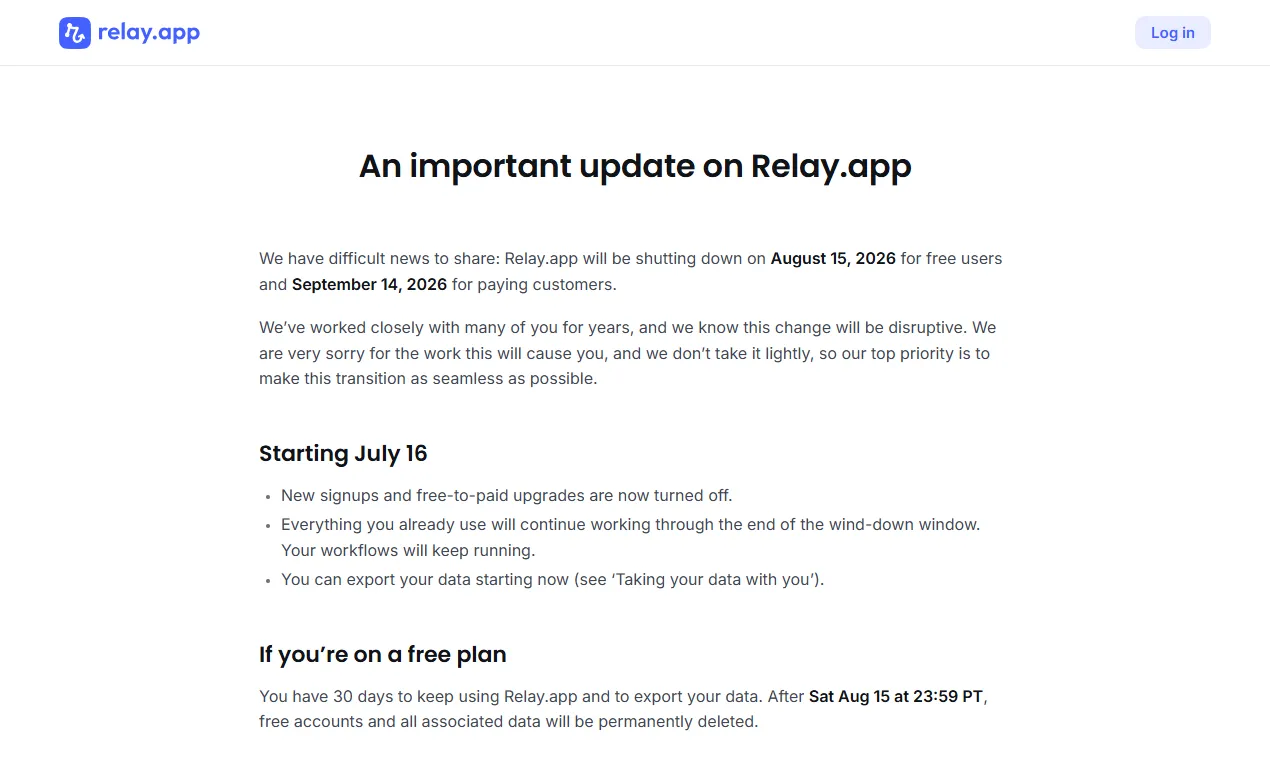 The Relay.app homepage