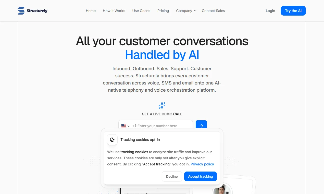 The Structurely homepage