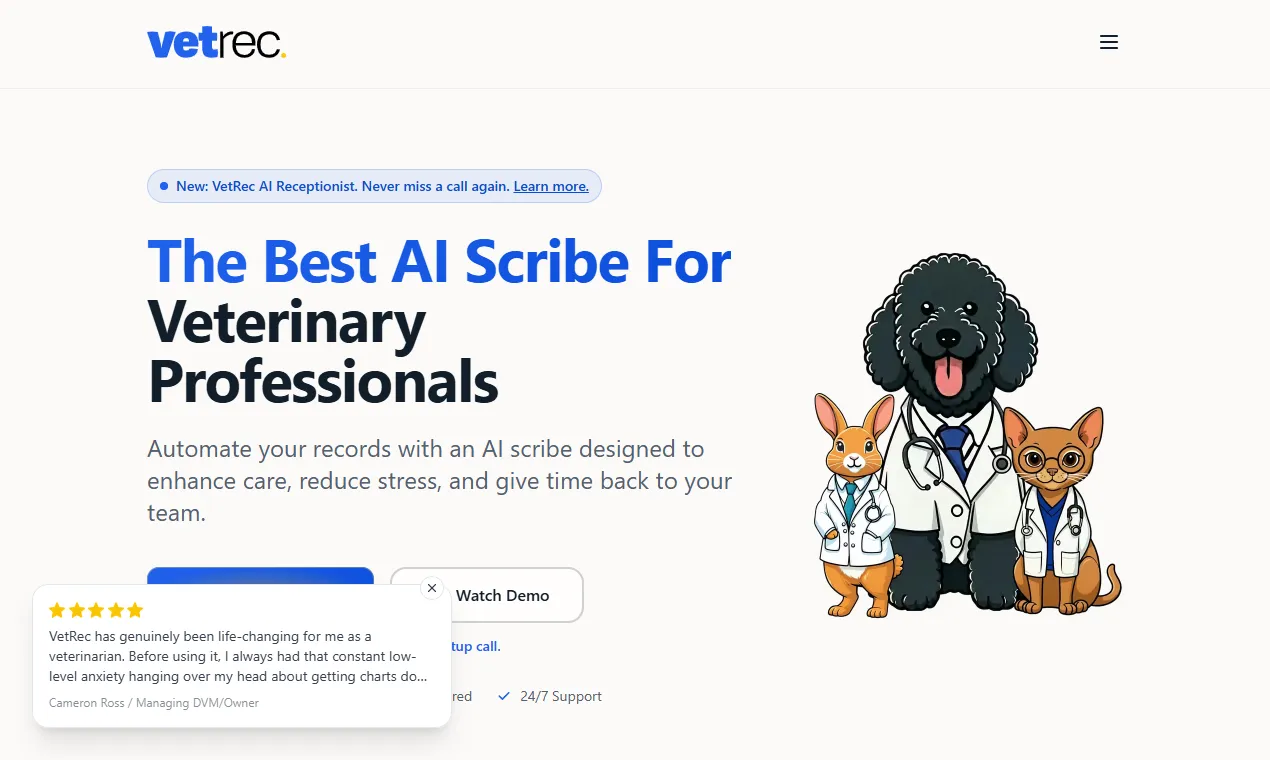 The VetRec homepage