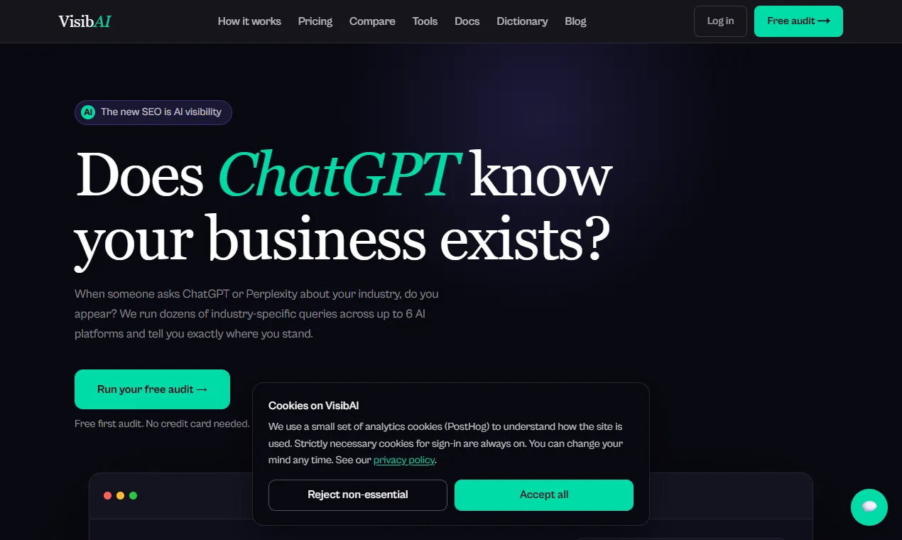 The VisibAI homepage
