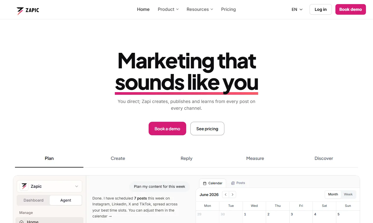 The Zapic homepage